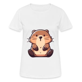 Biber Niedlich Glücklich Kawaii Cartoon Clipart Tier - Frauen T-Shirt atmungsaktiv - Weiß - Vorne - AI Model Female 172 dark (172cm)