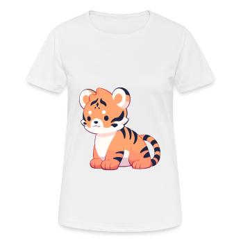 Tiger Niedlich Glücklich Kawaii Cartoon Clipart Tier - Frauen T-Shirt atmungsaktiv - Weiß - Vorne - AI Model Female 172 dark (172cm)