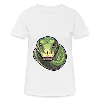 Anaconda mignon heureux kawaii dessin animé Clipart Animal - T-shirt respirant Femme - blanc - Devant - AI Model Female 172 dark (172cm)