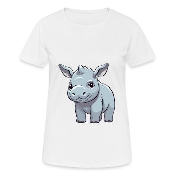 Nashorn niedlich glücklich kawaii cartoon clipart tier - Frauen T-Shirt atmungsaktiv - Weiß - Vorne - AI Model Female 172 dark (172cm)