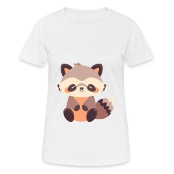 Waschbär Niedlich Glücklich Kawaii Cartoon Clipart Tier - Frauen T-Shirt atmungsaktiv - Weiß - Vorne - AI Model Female 172 dark (172cm)