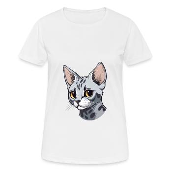 Egyptian Mau Cat Cute Happy Kawaii Cartoon Clipart - Women's Breathable T-Shirt - white - Front - AI Model Female 172 dark (172cm)
