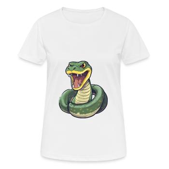Anaconda Cute Happy Kawaii Cartoon Clipart Animal - Women's Breathable T-Shirt - white - Front - AI Model Female 172 dark (172cm)