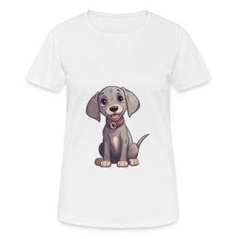 Weimaraner Hund Niedlich Glücklich Kawaii Cartoon Clipart A - Frauen T-Shirt atmungsaktiv - Weiß - Vorne - AI Model Female 172 dark (172cm)