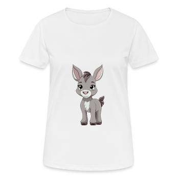 Esel Niedlich Glücklich Kawaii Cartoon Clipart Tier - Frauen T-Shirt atmungsaktiv - Weiß - Vorne - AI Model Female 172 dark (172cm)