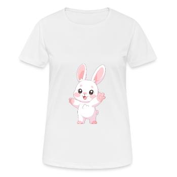 Rabbit Cute Happy Kawaii Cartoon Clipart Animal - Women's Breathable T-Shirt - white - Front - AI Model Female 172 dark (172cm)