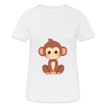 Affe niedlich glücklich kawaii cartoon clipart tier - Frauen T-Shirt atmungsaktiv - Weiß - Vorne - AI Model Female 172 dark (172cm)