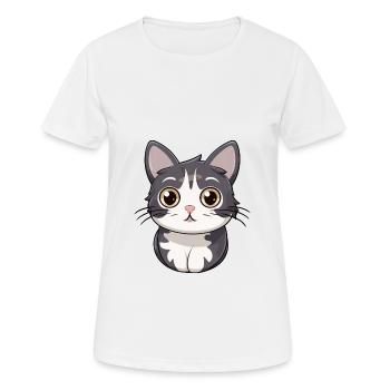Amerikanische Drahthaarkatze Niedlich Glücklich Kawaii Cartoon Cl - Frauen T-Shirt atmungsaktiv - Weiß - Vorne - AI Model Female 172 dark (172cm)