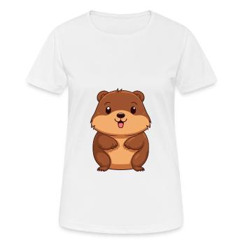 Beaver Cute Happy Kawaii Cartoon Clipart Animal - Women's Breathable T-Shirt - white - Front - AI Model Female 172 dark (172cm)