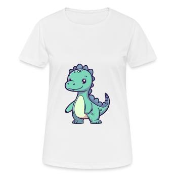 Dinosuar Niedlich Glücklich Kawaii Cartoon Clipart Tier - Frauen T-Shirt atmungsaktiv - Weiß - Vorne - AI Model Female 172 dark (172cm)