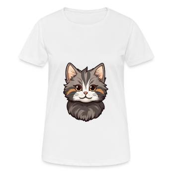 American Bobtail Katze Niedlich Glücklich Kawaii Cartoon Cli - Frauen T-Shirt atmungsaktiv - Weiß - Vorne - AI Model Female 172 dark (172cm)