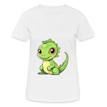 Iguana Cute Happy Kawaii Cartoon Clipart Animal - Women's Breathable T-Shirt - white - Front - AI Model Female 172 dark (172cm)