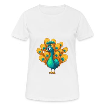 Pfau Niedlich Glücklich Kawaii Cartoon Clipart Tier - Frauen T-Shirt atmungsaktiv - Weiß - Vorne - AI Model Female 172 dark (172cm)