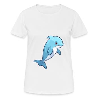 Delfin Niedlich Glücklich Kawaii Cartoon Clipart Tier - Frauen T-Shirt atmungsaktiv - Weiß - Vorne - AI Model Female 172 dark (172cm)