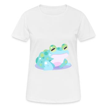 Grenouille mignon heureux kawaii dessin animé Clipart Animal - T-shirt respirant Femme - blanc - Devant - AI Model Female 172 dark (172cm)