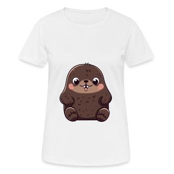 Taupe Mignon Heureux Kawaii Cartoon Clipart Animal - T-shirt respirant Femme - blanc - Devant - AI Model Female 172 dark (172cm)