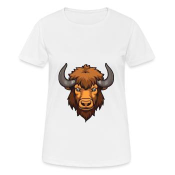 Büffel Niedlich Glücklich Kawaii Cartoon Clipart Tier - Frauen T-Shirt atmungsaktiv - Weiß - Vorne - AI Model Female 172 dark (172cm)
