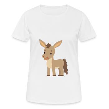Esel Niedlich Glücklich Kawaii Cartoon Clipart Tier - Frauen T-Shirt atmungsaktiv - Weiß - Vorne - AI Model Female 172 dark (172cm)