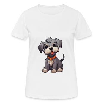 Cesky Terrier Chien Mignon Heureux Kawaii Cartoon Clipar - T-shirt respirant Femme - blanc - Devant - AI Model Female 172 dark (172cm)