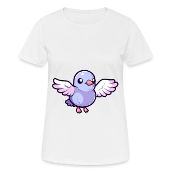 Pigeon Mignon Heureux Kawaii Cartoon Clipart Animal - T-shirt respirant Femme - blanc - Devant - AI Model Female 172 dark (172cm)