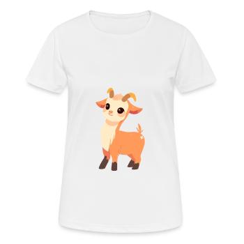 Ziege niedlich glücklich kawaii cartoon Clipart Tier - Frauen T-Shirt atmungsaktiv - Weiß - Vorne - AI Model Female 172 dark (172cm)