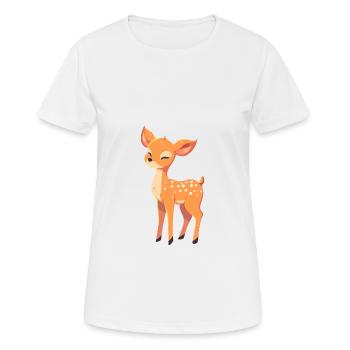 Hirsch Niedlich Glücklich Kawaii Cartoon Clipart Tier - Frauen T-Shirt atmungsaktiv - Weiß - Vorne - AI Model Female 172 dark (172cm)