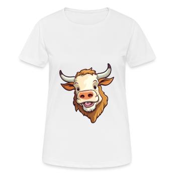 Stier Niedlich Glücklich Kawaii Cartoon Clipart Tier - Frauen T-Shirt atmungsaktiv - Weiß - Vorne - AI Model Female 172 dark (172cm)