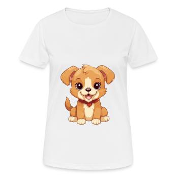 Chien jouet russe mignon heureux Kawaii Cartoon Clipart - T-shirt respirant Femme - blanc - Devant - AI Model Female 172 dark (172cm)