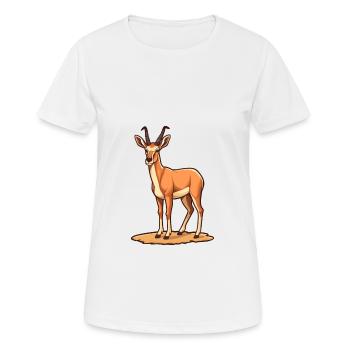 Antilope mignon heureux kawaii dessin animé Clipart Animal - T-shirt respirant Femme - blanc - Devant - AI Model Female 172 dark (172cm)