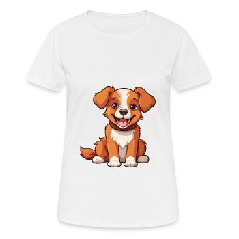 Hund niedlich glücklich kawaii Cartoon Clipart Tier - Frauen T-Shirt atmungsaktiv - Weiß - Vorne - AI Model Female 172 dark (172cm)