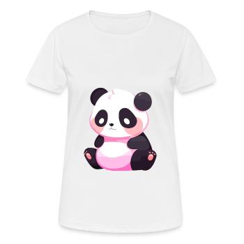 Panda Mignon Heureux Kawaii Cartoon Clipart Animal - T-shirt respirant Femme - blanc - Devant - AI Model Female 172 dark (172cm)