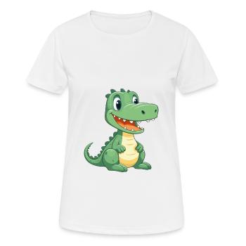 Crocodile mignon heureux kawaii dessin animé Clipart Animal - T-shirt respirant Femme - blanc - Devant - AI Model Female 172 dark (172cm)