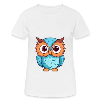 Eule süßes glückliches Kawaii Cartoon Clipart Tier - Frauen T-Shirt atmungsaktiv - Weiß - Vorne - AI Model Female 172 dark (172cm)