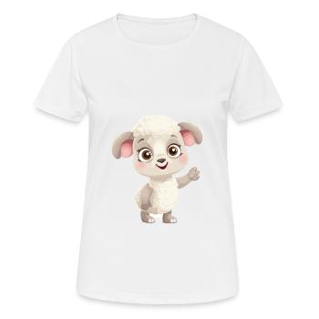 Schaf süßes glückliches Kawaii Cartoon Clipart Tier - Frauen T-Shirt atmungsaktiv - Weiß - Vorne - AI Model Female 172 dark (172cm)