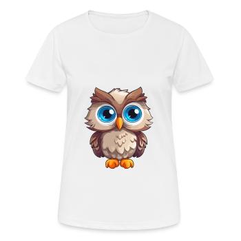 Eule süßes glückliches Kawaii Cartoon Clipart Tier - Frauen T-Shirt atmungsaktiv - Weiß - Vorne - AI Model Female 172 dark (172cm)