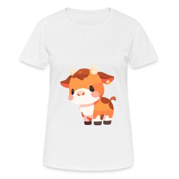 Kuh süßes glückliches Kawaii Cartoon Clipart Tier - Frauen T-Shirt atmungsaktiv - Weiß - Vorne - AI Model Female 172 dark (172cm)