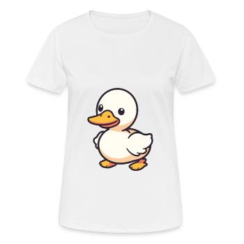 Canard mignon heureux Kawaii dessin animé Clipart Animal - T-shirt respirant Femme - blanc - Devant - AI Model Female 172 dark (172cm)