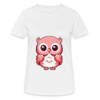 Eule süßes glückliches Kawaii Cartoon Clipart Tier - Frauen T-Shirt atmungsaktiv - Weiß - Vorne - AI Model Female 172 dark (172cm)