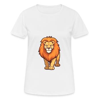 Löwe süßes glückliches Kawaii Cartoon Clipart Tier - Frauen T-Shirt atmungsaktiv - Weiß - Vorne - AI Model Female 172 dark (172cm)