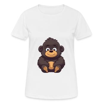 Gorilla Cute Happy Kawaii Cartoon Clipart Animal - Women's Breathable T-Shirt - white - Front - AI Model Female 172 dark (172cm)