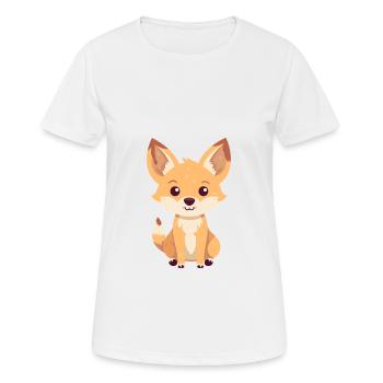 Kojote süßes glückliches Kawaii Cartoon Clipart Tier - Frauen T-Shirt atmungsaktiv - Weiß - Vorne - AI Model Female 172 dark (172cm)