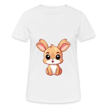 Rabbit Cute Happy Kawaii Cartoon Clipart Animal - Women's Breathable T-Shirt - white - Front - AI Model Female 172 dark (172cm)