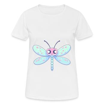 Libellule Mignon Heureux Kawaii Dessin Animé Clipart Animal - T-shirt respirant Femme - blanc - Devant - AI Model Female 172 dark (172cm)
