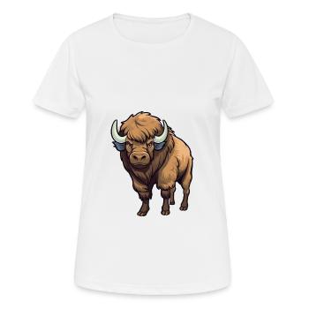 Bison Cute Happy Kawaii Cartoon Clipart Animal - Women's Breathable T-Shirt - white - Front - AI Model Female 172 dark (172cm)