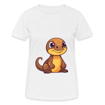Komodo Süßes glückliches Kawaii Cartoon Clipart Tier - Frauen T-Shirt atmungsaktiv - Weiß - Vorne - AI Model Female 172 dark (172cm)