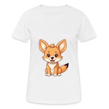 Kojote süßes glückliches Kawaii Cartoon Clipart Tier - Frauen T-Shirt atmungsaktiv - Weiß - Vorne - AI Model Female 172 dark (172cm)