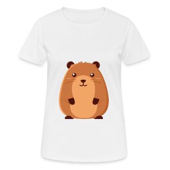 Capybara Süßes glückliches Kawaii Cartoon Clipart Tier - Frauen T-Shirt atmungsaktiv - Weiß - Vorne - AI Model Female 172 dark (172cm)