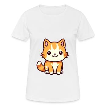 Katze niedlich glücklich kawaii cartoon clipart tier - Frauen T-Shirt atmungsaktiv - Weiß - Vorne - AI Model Female 172 dark (172cm)