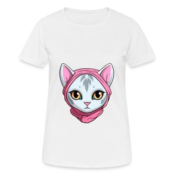 Arabian Mau Cat Cute Happy Kawaii Cartoon Clipart - Women's Breathable T-Shirt - white - Front - AI Model Female 172 dark (172cm)