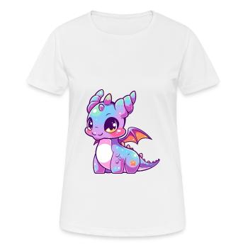 Drache Niedlich Glücklich Kawaii Cartoon Clipart Tier - Frauen T-Shirt atmungsaktiv - Weiß - Vorne - AI Model Female 172 dark (172cm)